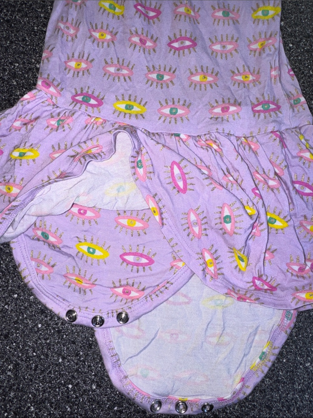 Posh Peanut Evil Eye Twirl Bodysuit Dress 2T Bamboo Flutter Sleeve - Picture 4 of 5